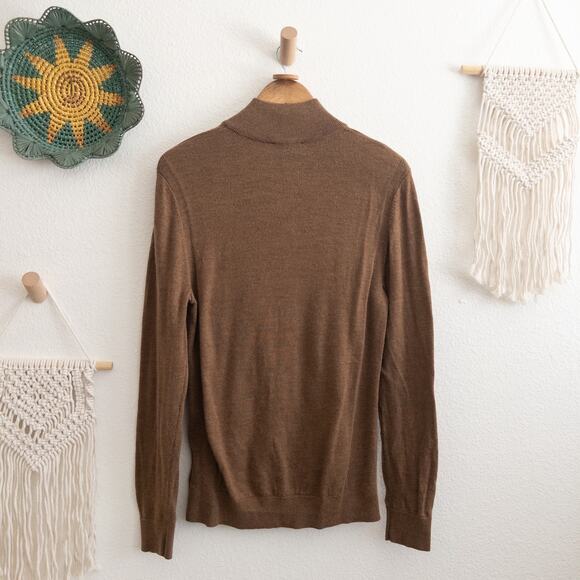 Express Merino Wool Zip Mock Neck Brown Pullover Sweater Size Medium - Picture 3 of 6